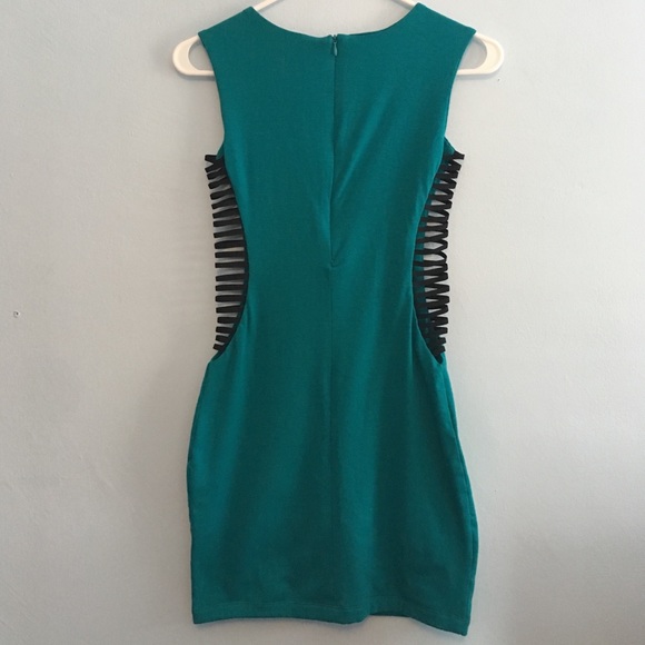 BLQ. MKT Teal Body-con Dress w Cutouts Size Sm - Picture 3 of 8